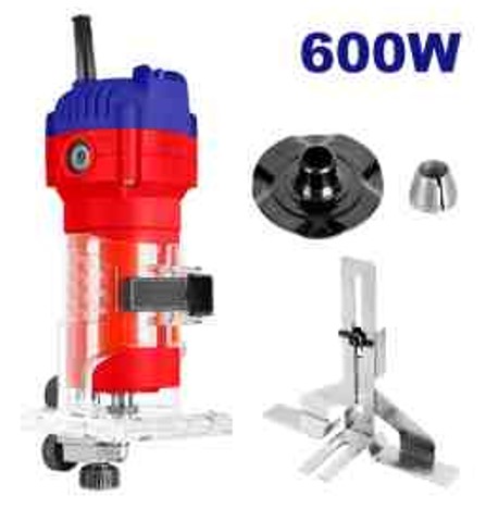 600W Laminate Trimmer 34500rpm 6mm / 1/4" Collet with Guides Rollers and Carbon Brushes